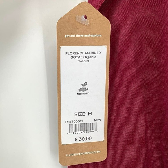 NEW Florence Marine X Size Medium GOTAE Organic T-Shirt Maroon Tee $30 msrp M4-2 - Picture 9 of 10